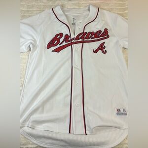 Kids White Braves Baseball Jersey